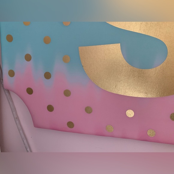 Justice Girls Padded Gold Dotted Ombre Memory Pin Board Golden Initial Letter S - Picture 8 of 15